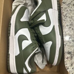 Nike Olive Green and White Sneakers
